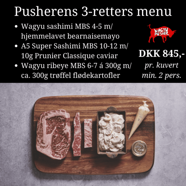 Pusherens 3-retters menu