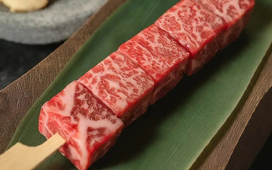 Japansk A5+ grillspyd MBS 10-12 (ca. 250g)